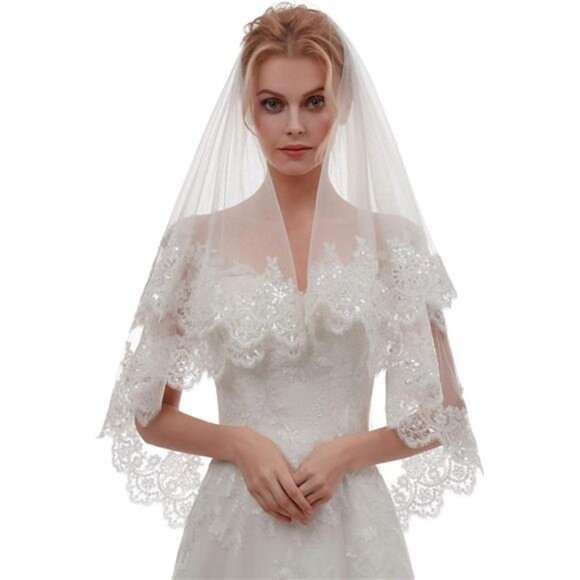 Women\'s Short 2 Tier Wedding Bridal Veil With Comb L24 main image 4